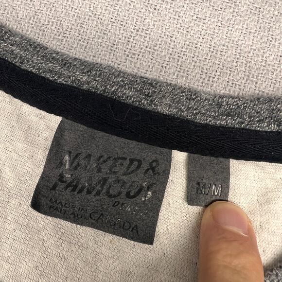 Naked & Famous Sweatshirt Mens Medium Heather Gray Cotton Crew Neck Pullover - Picture 4 of 7